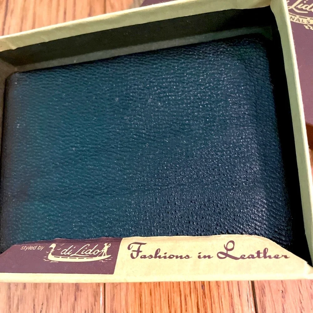 New Vintage Di Lido Leather Bifold Wallet Black with Box